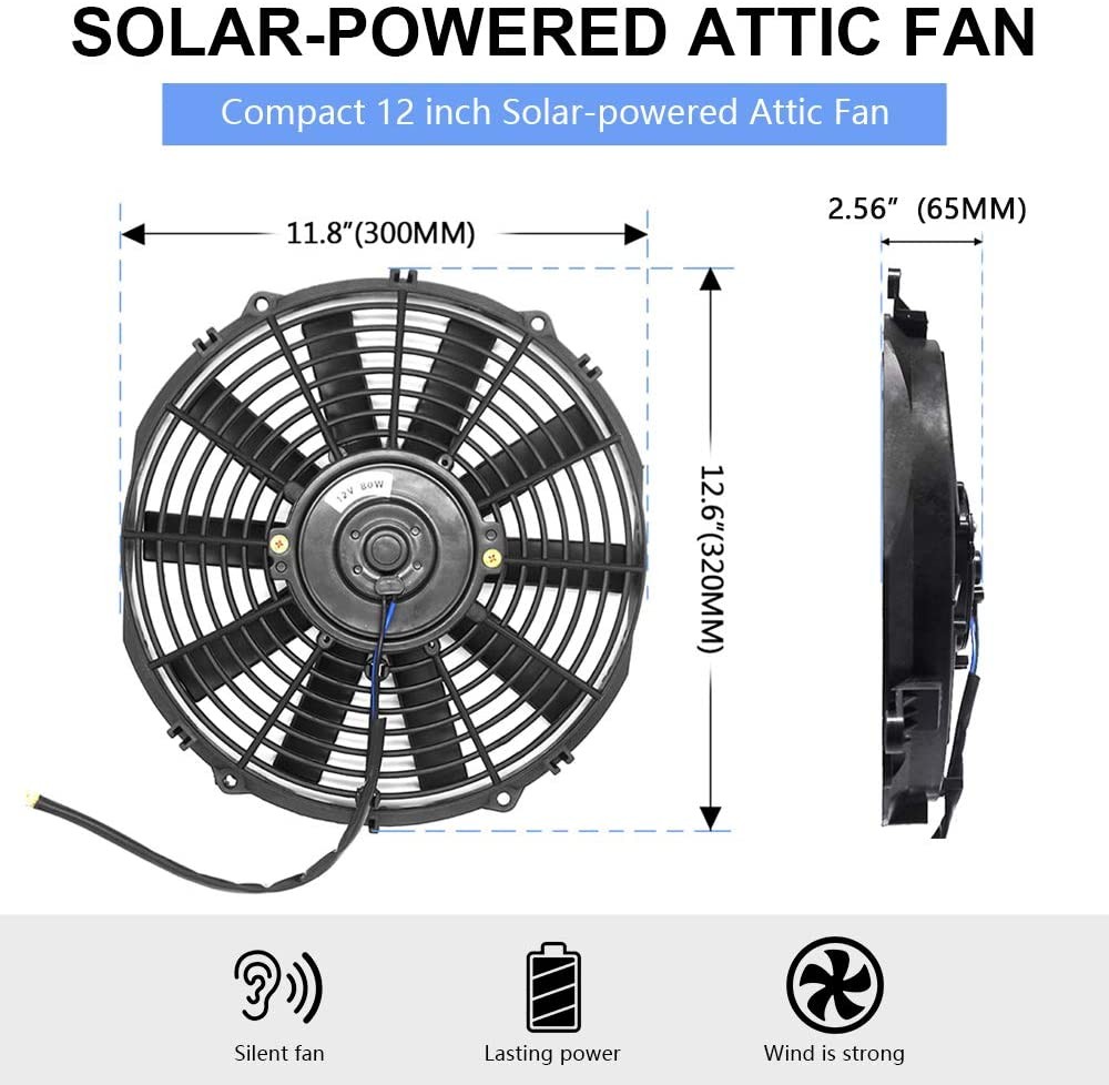 DC 80W Solar Fan Kit Solar Attic Fan for Greenhouse Attic Garden