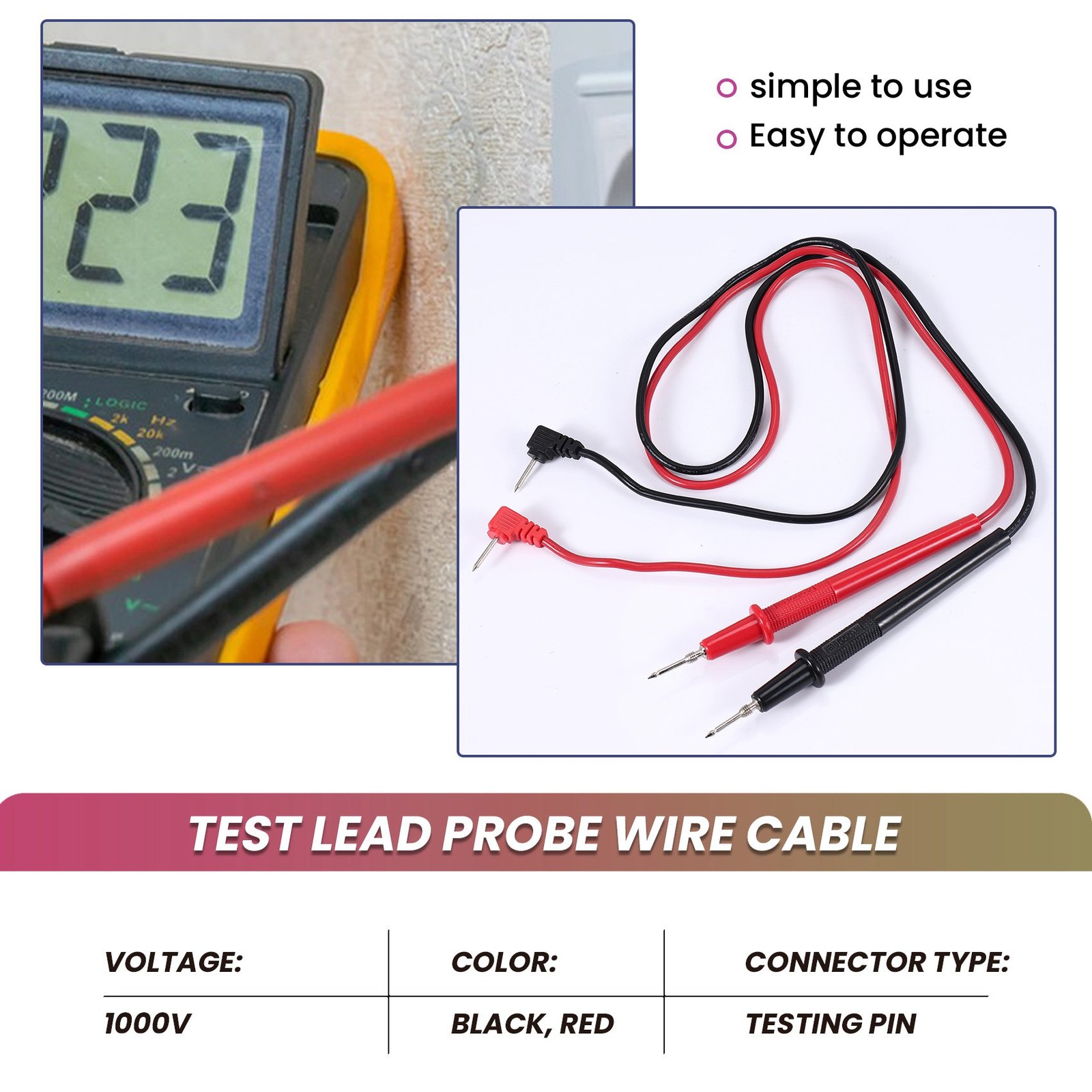 Multimeter Meter Universal Test Lead Probe Wire Cable 1000V 0.8M Z9M63111