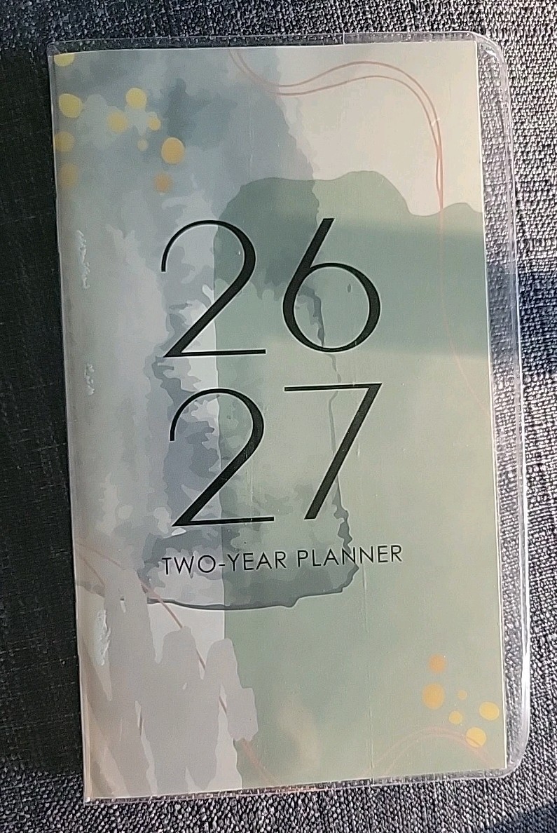 2026-2027 Two Year Pocket Planner In Plastic Cover New Flowers, Psalms Cats etc.