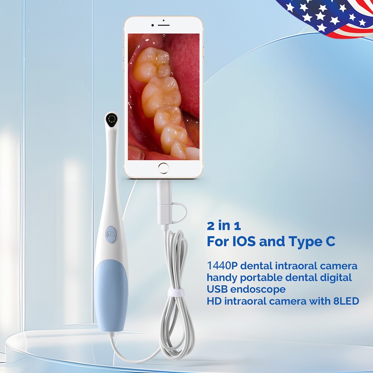 Dental Intraoral Intra Oral Camera USB 1920*1440P Display Automatic Focus 8 LED