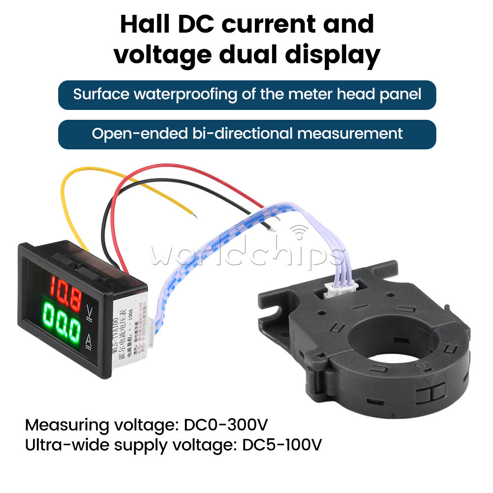 Hall Ammeter Voltmeter DC0-300V 0-400A Isolated Digital Current Voltage Meter