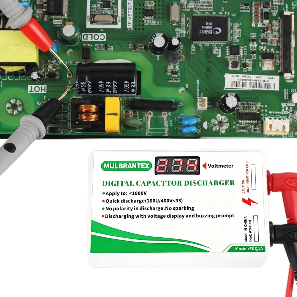 Digital Capacitor Discharge Tool with Voltmeter Display, max Display 999, 10-…