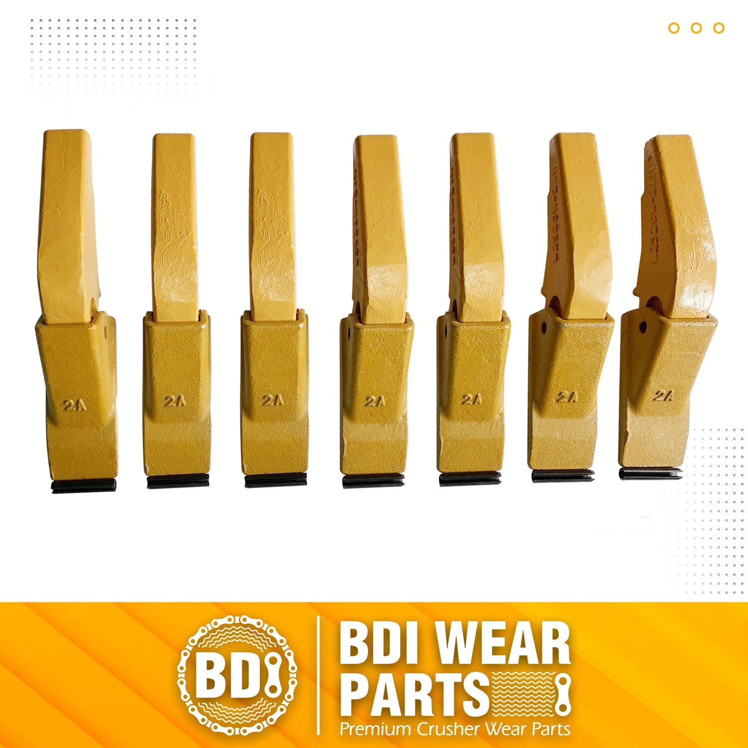 Weld-on Flush Mount L2520N-2AH Bucket Shanks 2A Bucket Teeth with Pins – 7 Set