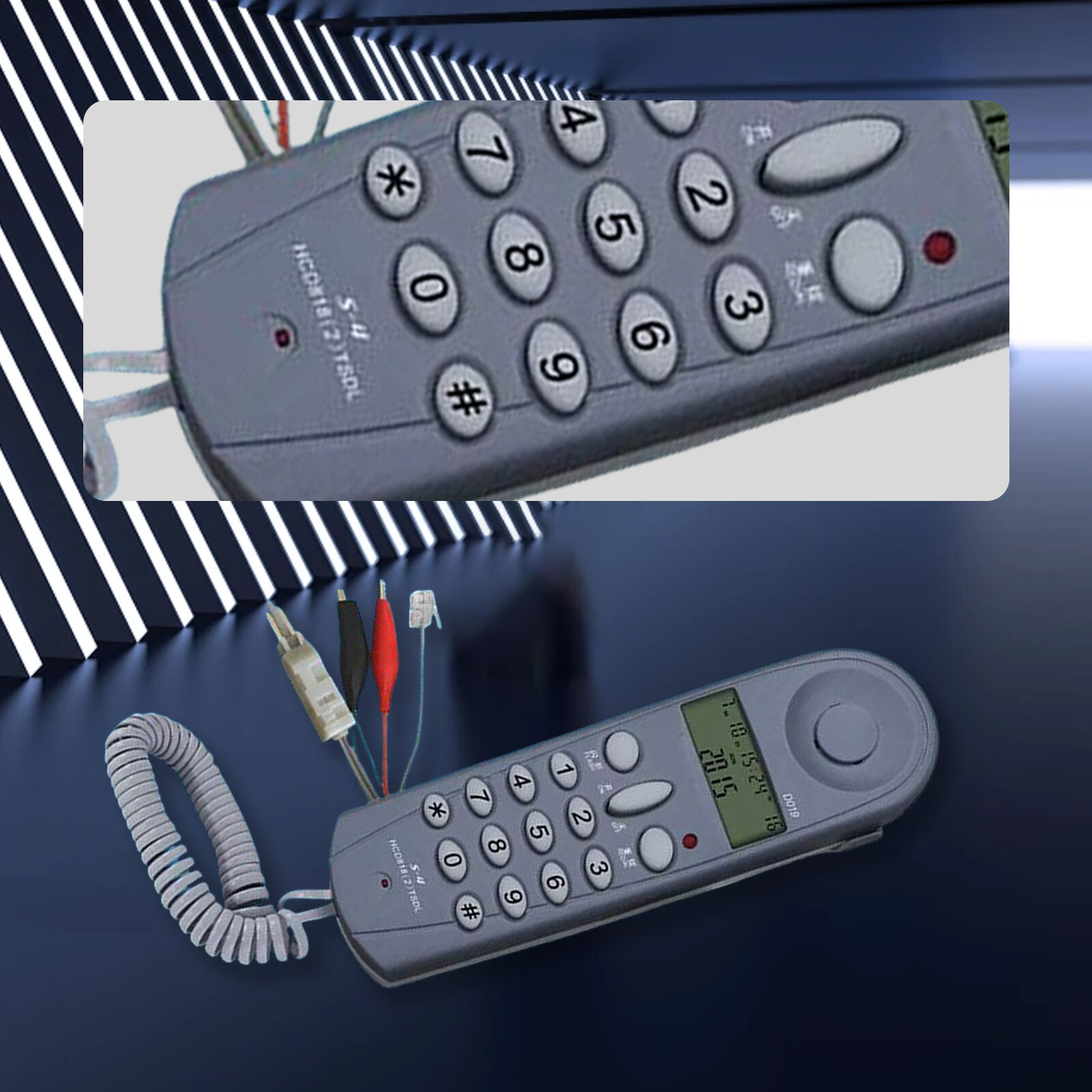 Grey Telephone Phone Butt Test Tester Cable Set Tool Line FaultP7R2