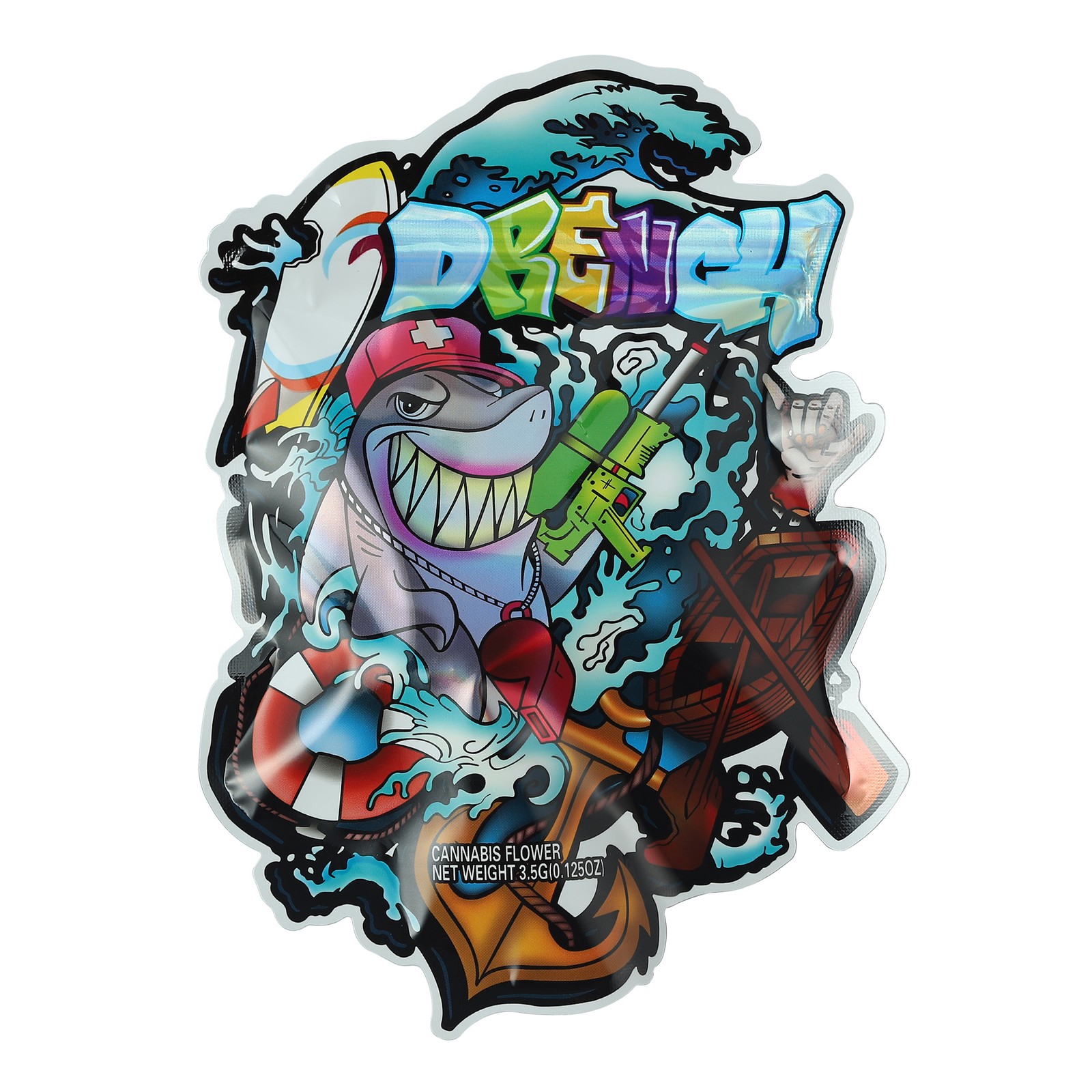 100Pcs Assorted Cartoon Shaped Holographic Mylar Bags 3.5g Resealable Zip Pouch