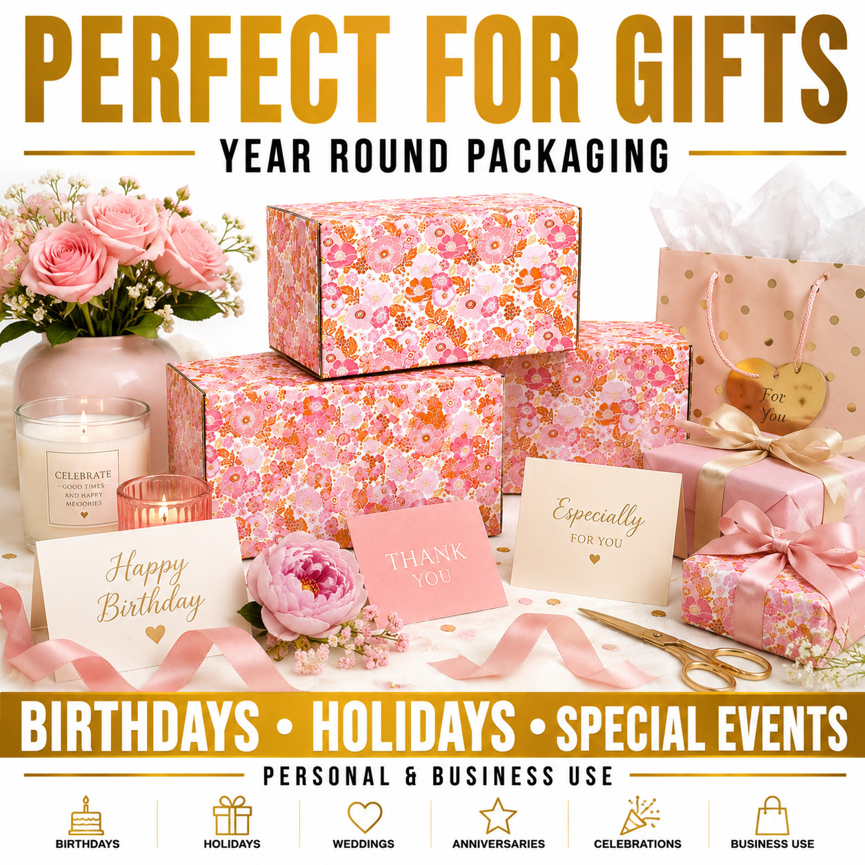 8x4x4 Fall Floral Shipping Boxes Designer Gift Mailer Packaging 32 ECT
