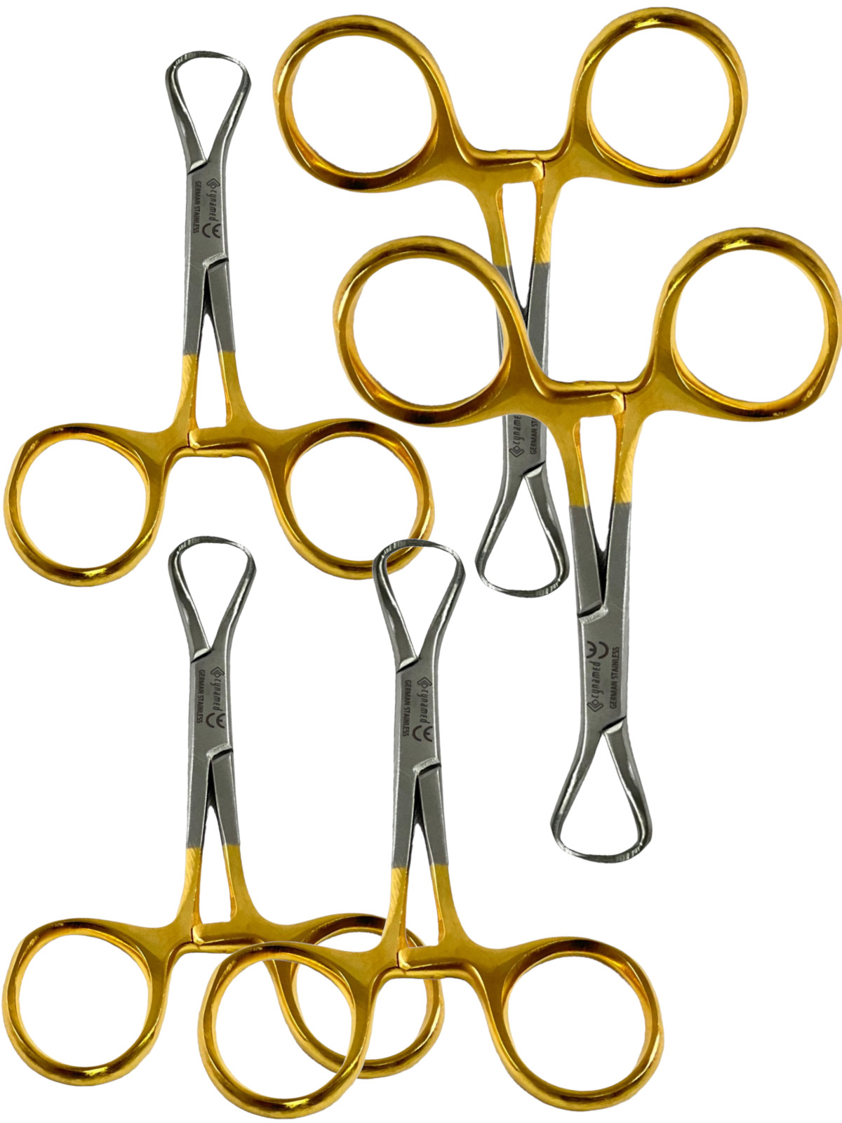 5 Pack – (Gold Handle) Backhaus Towel Clamp Forceps 3.5″ – German Stainless FCPS