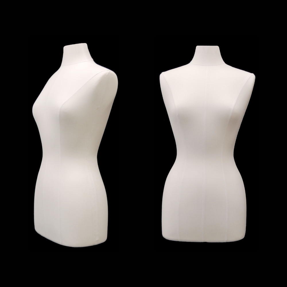 Adult Female Dress Form White Linen Mannequin Size 6-8 with Gold Rolling Base