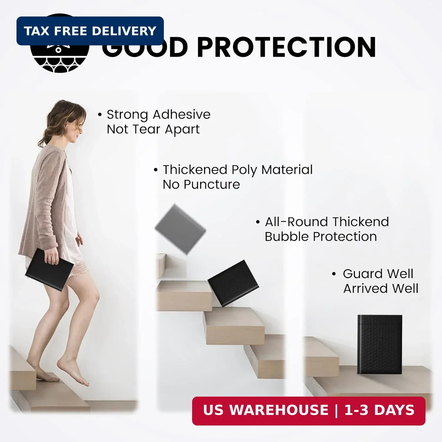Fuxury Bubble Mailers 6×10″ 100 Pack Black Padded Envelopes Usable Size 6×9″ Thi