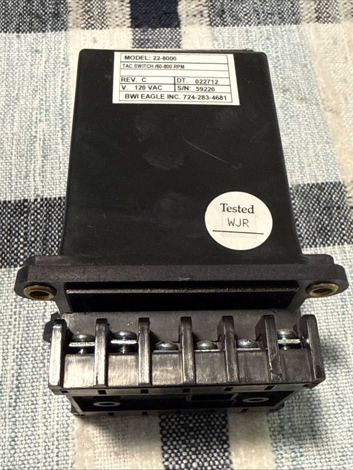 EAGLE BWI 22-8000 TAC Switch 60-800 RPM 120 VAC Speed Adjust Relay Module