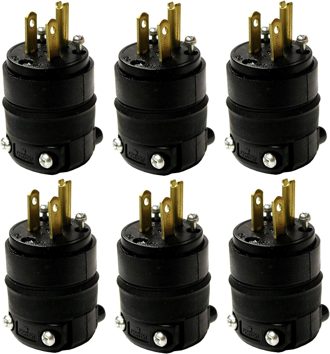515PR 15 Amp Rubber Plug Grounded 125 Volt, 10-Pack, Black