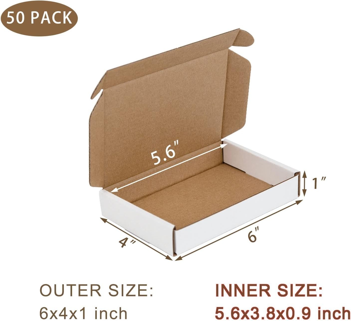 50PCS Small Shipping Boxes 6x4x1 White Corrugated Cardboard Mailing Boxes Pre. Q