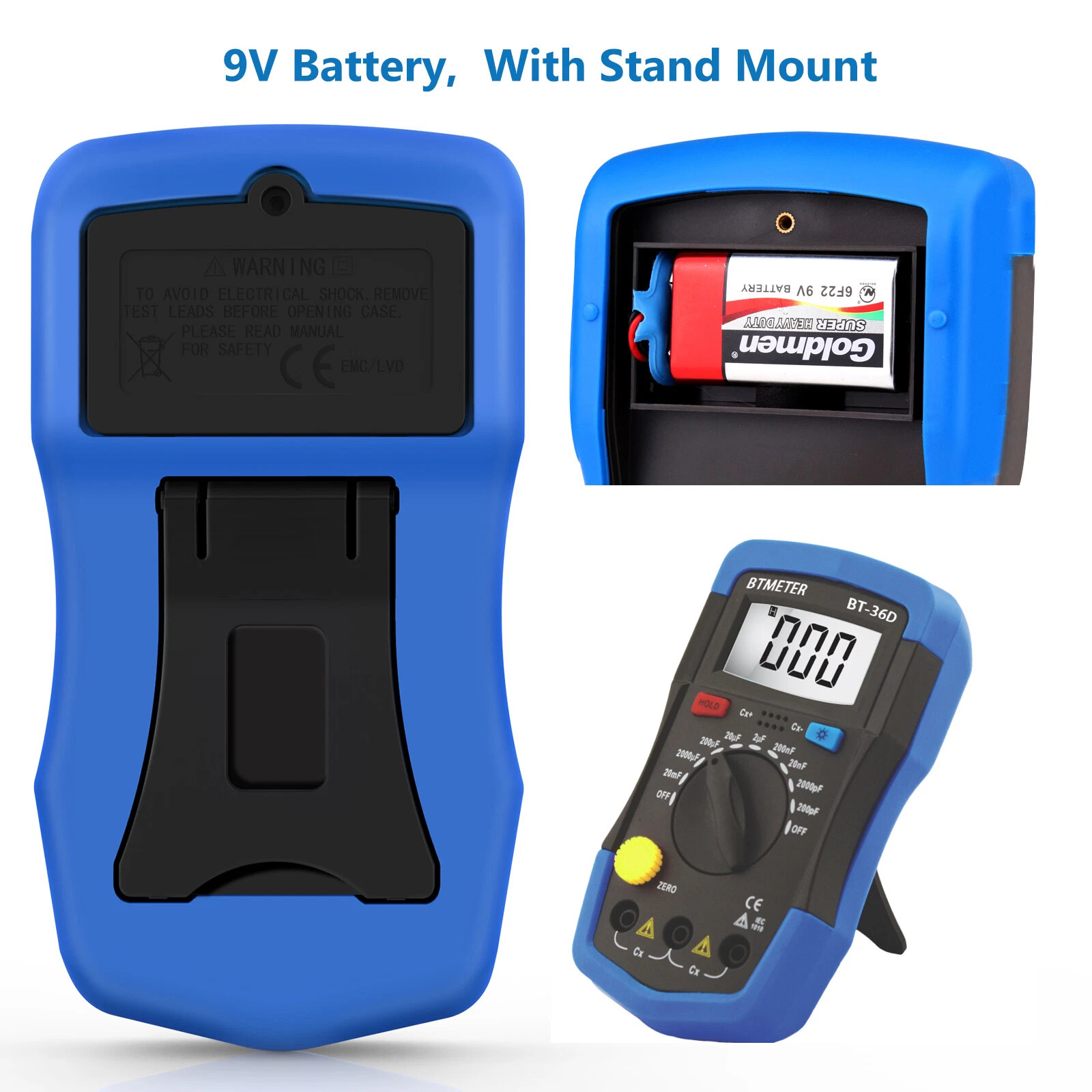 HoldPeak Capacitance Meter Mini Capacitor Tester Handheld 200pF-20mF Data Hold