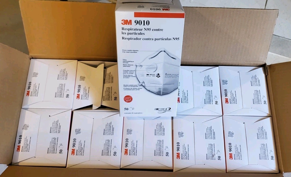 3M 9010 Box of 500 Individually Sealed Packs,Brand New N95 NIOSH approved MASKS