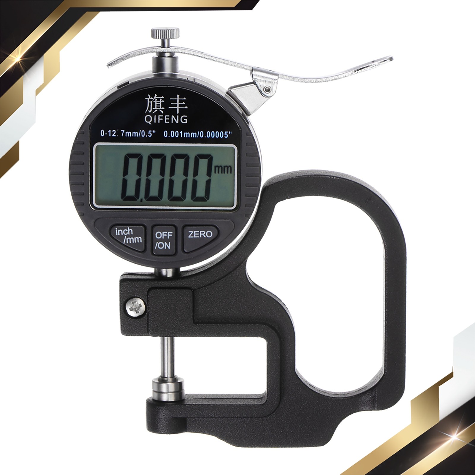Digital Thickness Gauge 0.001mm/0.00005″ Range 0-12.7mm/0.5″ Electronic