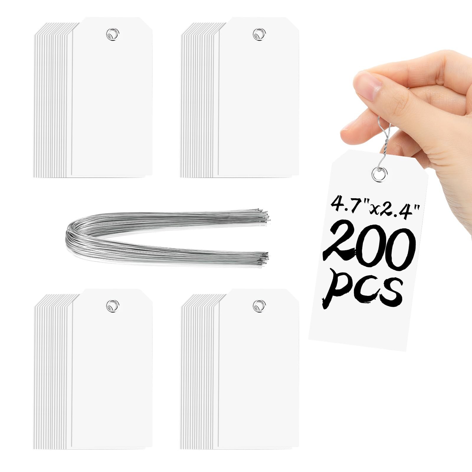 200 Pieces White Blank Shipping Tags 4 3/4″ x 2 3/8″ 4.75*2.375 inches,