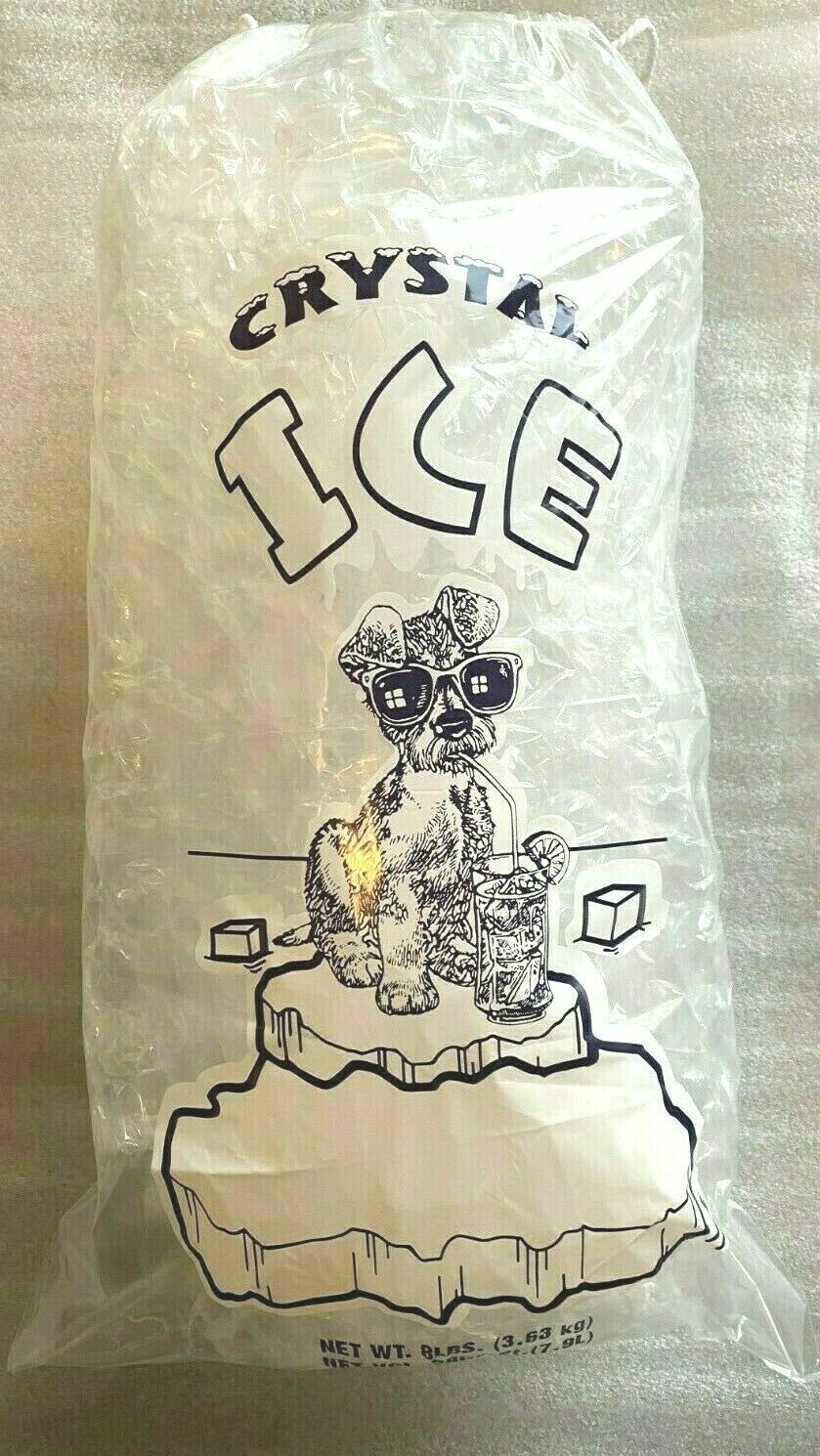100 Commercial CRYSTAL 8 LB LBS Plastic Ice Bags High Qualit With Drawstring NEW