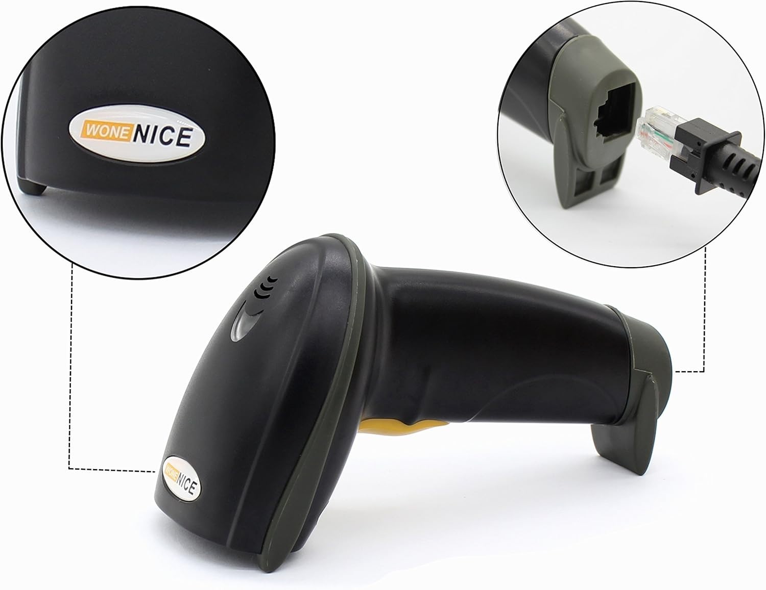 WoneNice USB Barcode Scanner Wired 1D Laser Reader Plug & Play