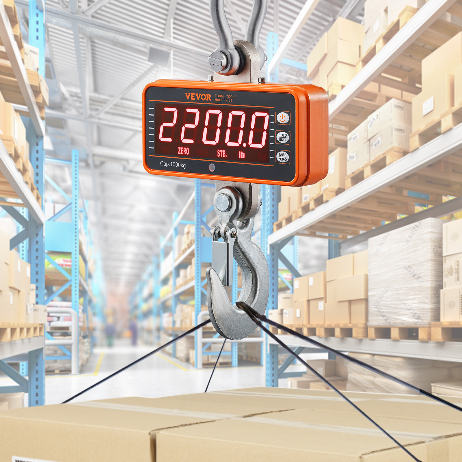 VEVOR Digital Crane Scale Industrial Hanging Scale 2200 lbs/1000 kg Heavy Duty