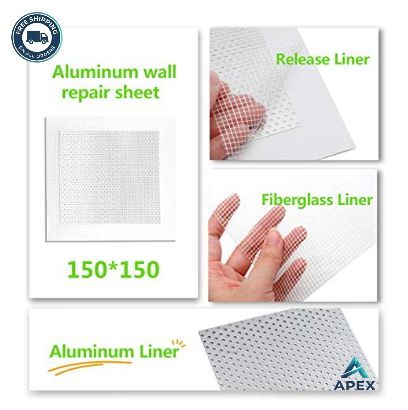 Drywall Repair Patch 6×6 Inches Aluminum Mesh Self Adhesive 7 Pack Wall Hole Fix