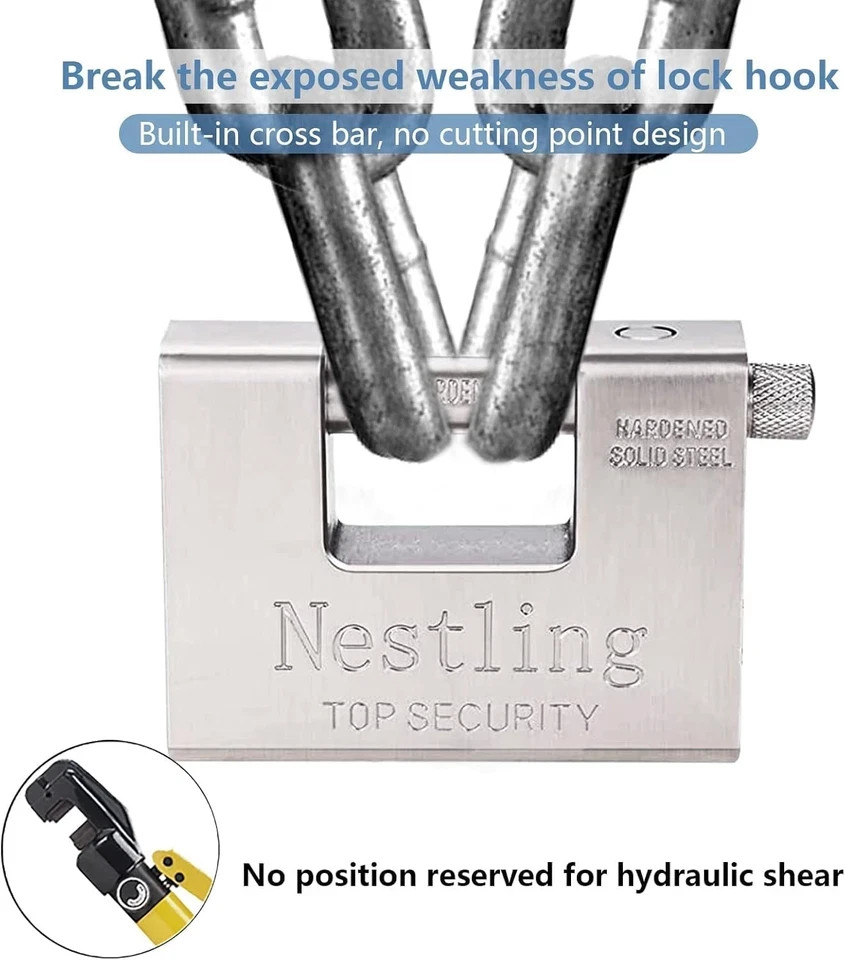 94Mm Padlock with Key, High Security 5 Keys Heavy Duty 1.1 KG D-Shaped Solid Bra