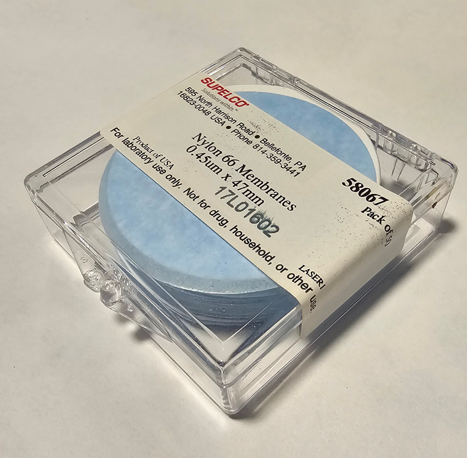 SUPELCO Membranes Filter Nylon66 47mm 0.45um 50/PK, HPLC