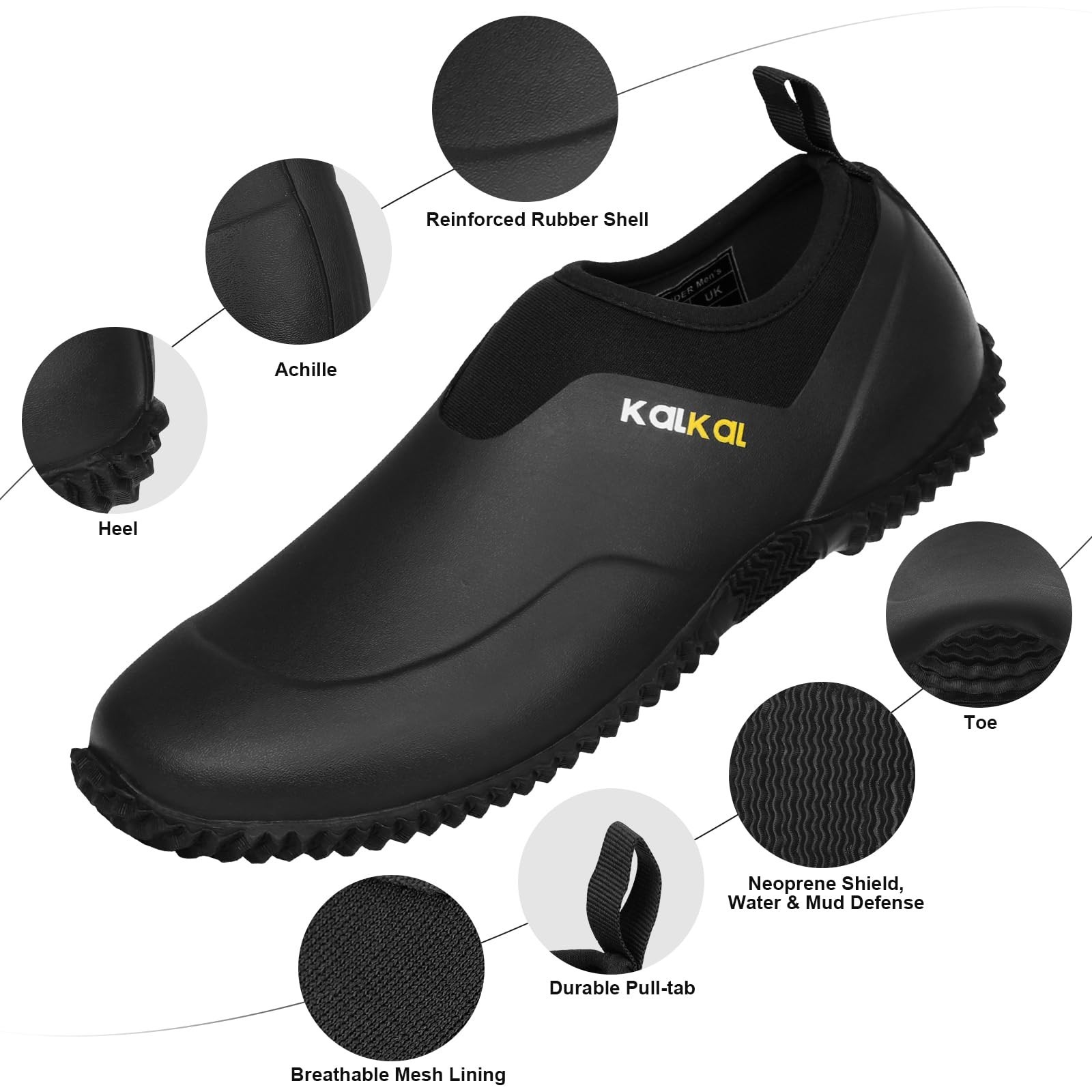 Kalkal Men’s Rain Boots, Waterproof Garden Shoes, Neoprene Rubber Footwear fo…