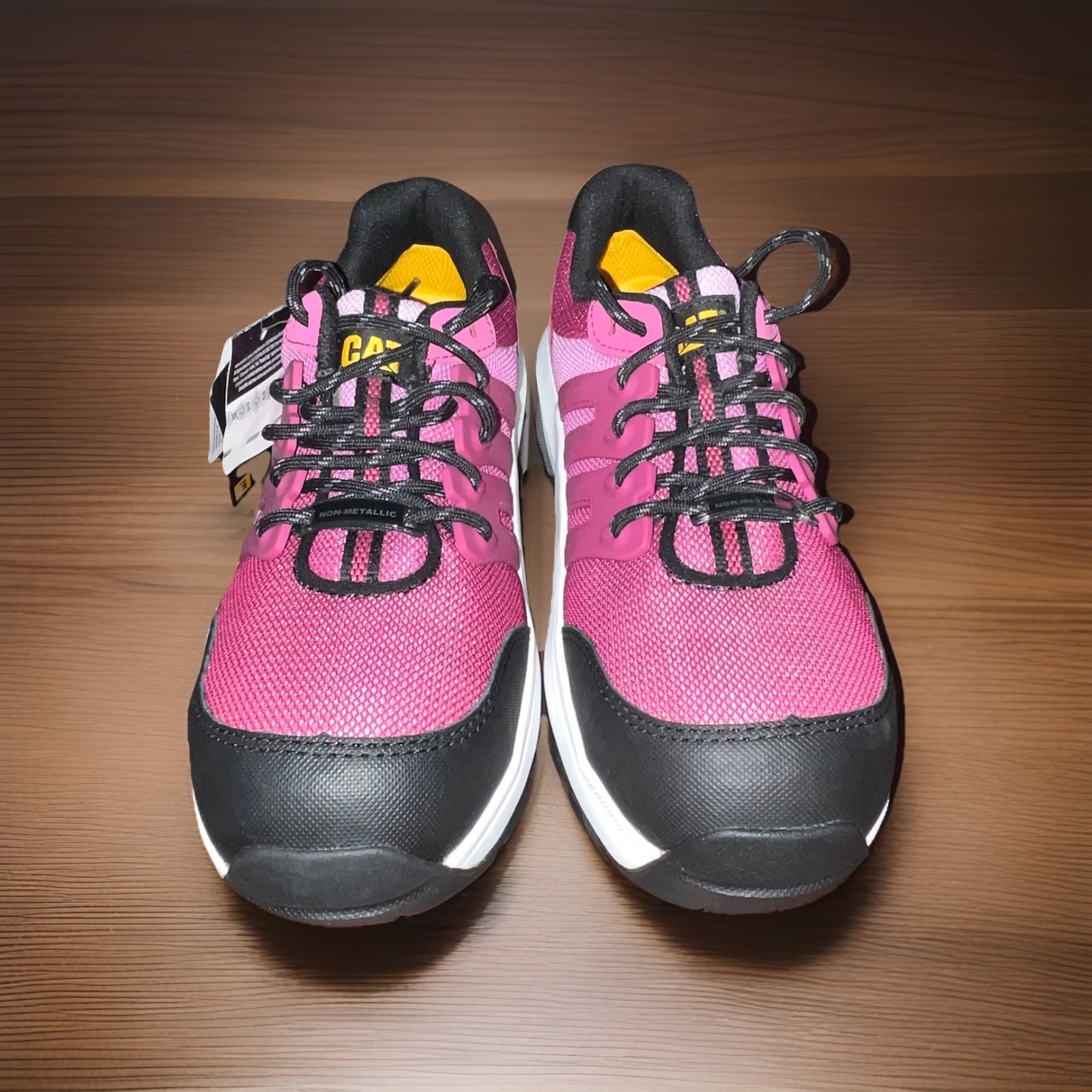 Women’s Sz 7W Cat Streamline Composite Toe Shoe Pink & Black Tennis Shoes