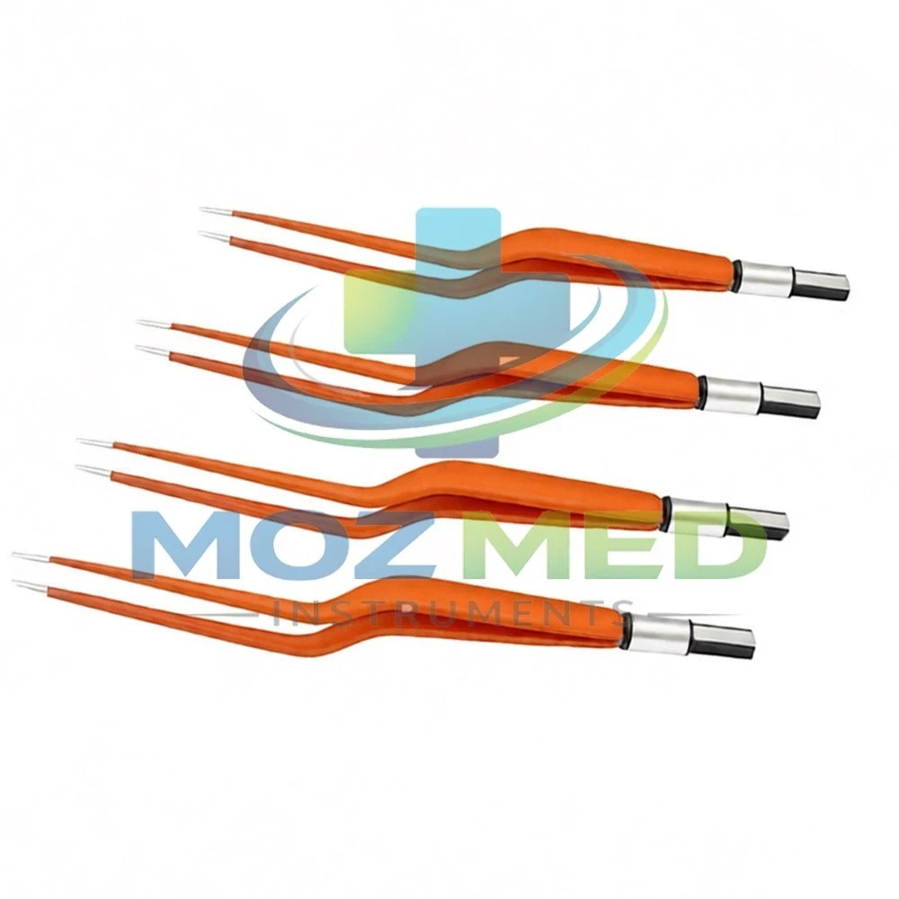 4pcs Set Non-Stick Bayonet Bipolar Forceps &3mtr Cord Electrosurgical instrument