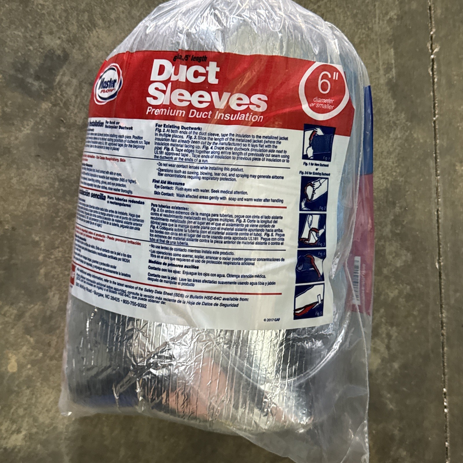 Master Flow 6 in. Dia R-8 Ductwork Insulation Sleeve – INSLV6R8 – Free Shipping