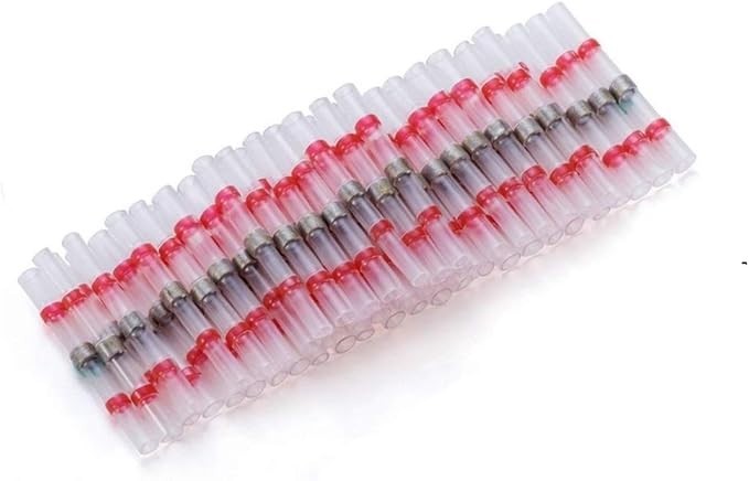 100 Pcs 22-18 AWG Wire Connector Solder Seal Heat Shrink Butt Splice Terminals
