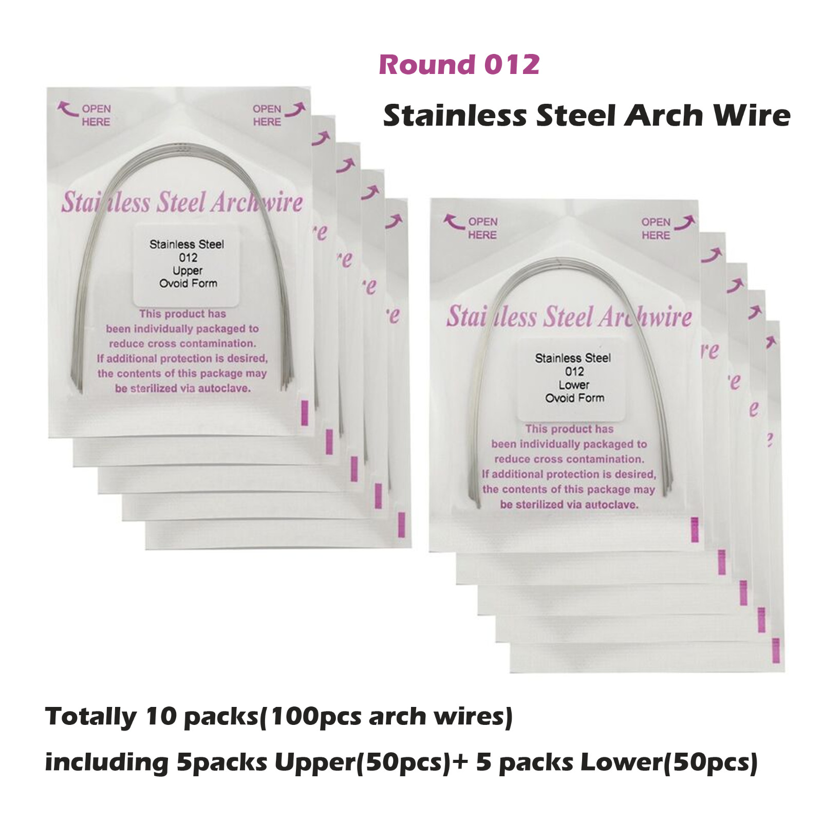 100PCS Dental Orthodontic Arch Wire Stainless Steel Ovoid Form 014 16X22 18X25