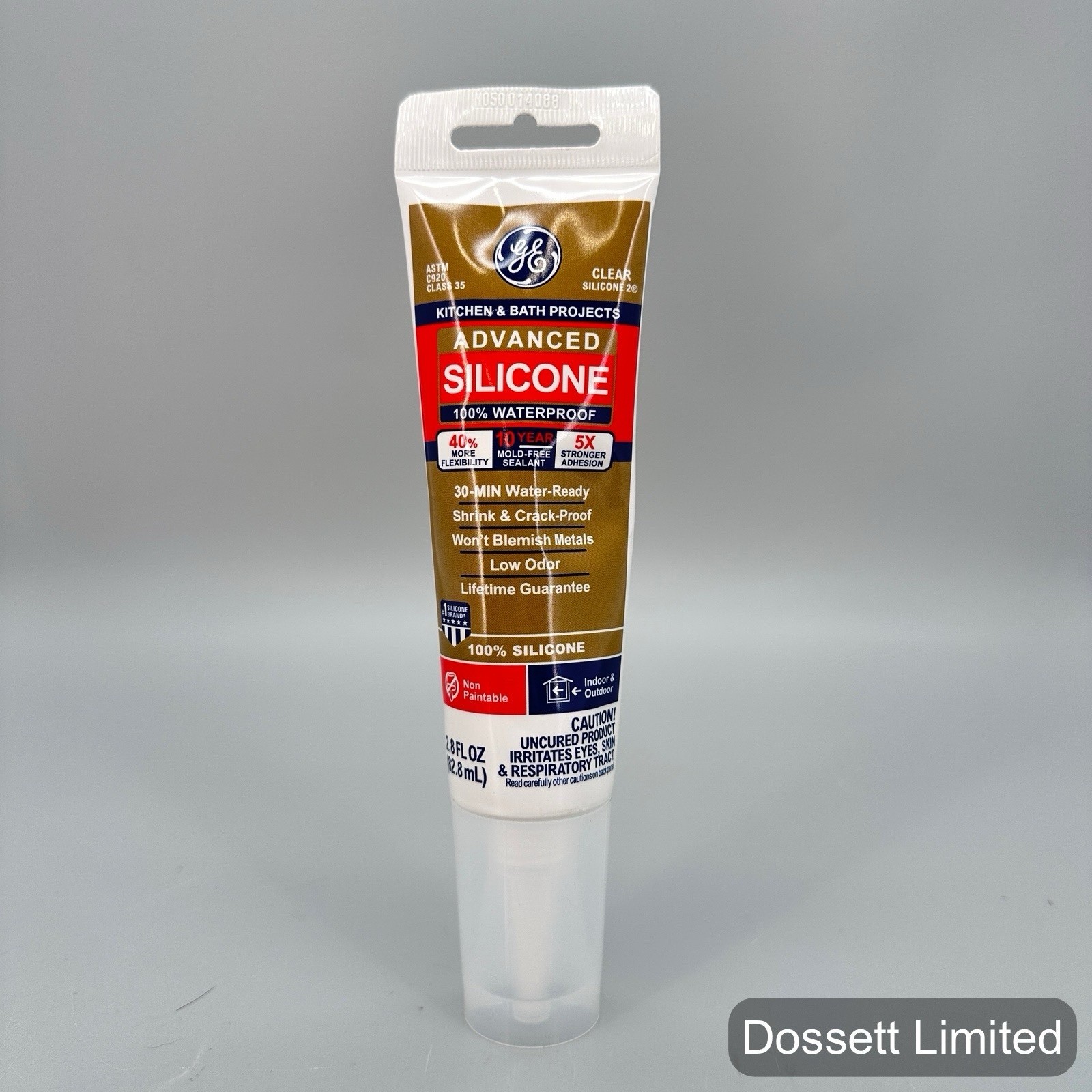 12-GE Advanced Silicone Kitchen & Bath Clear 100% Waterproof Caulk Sealant 2.8oz