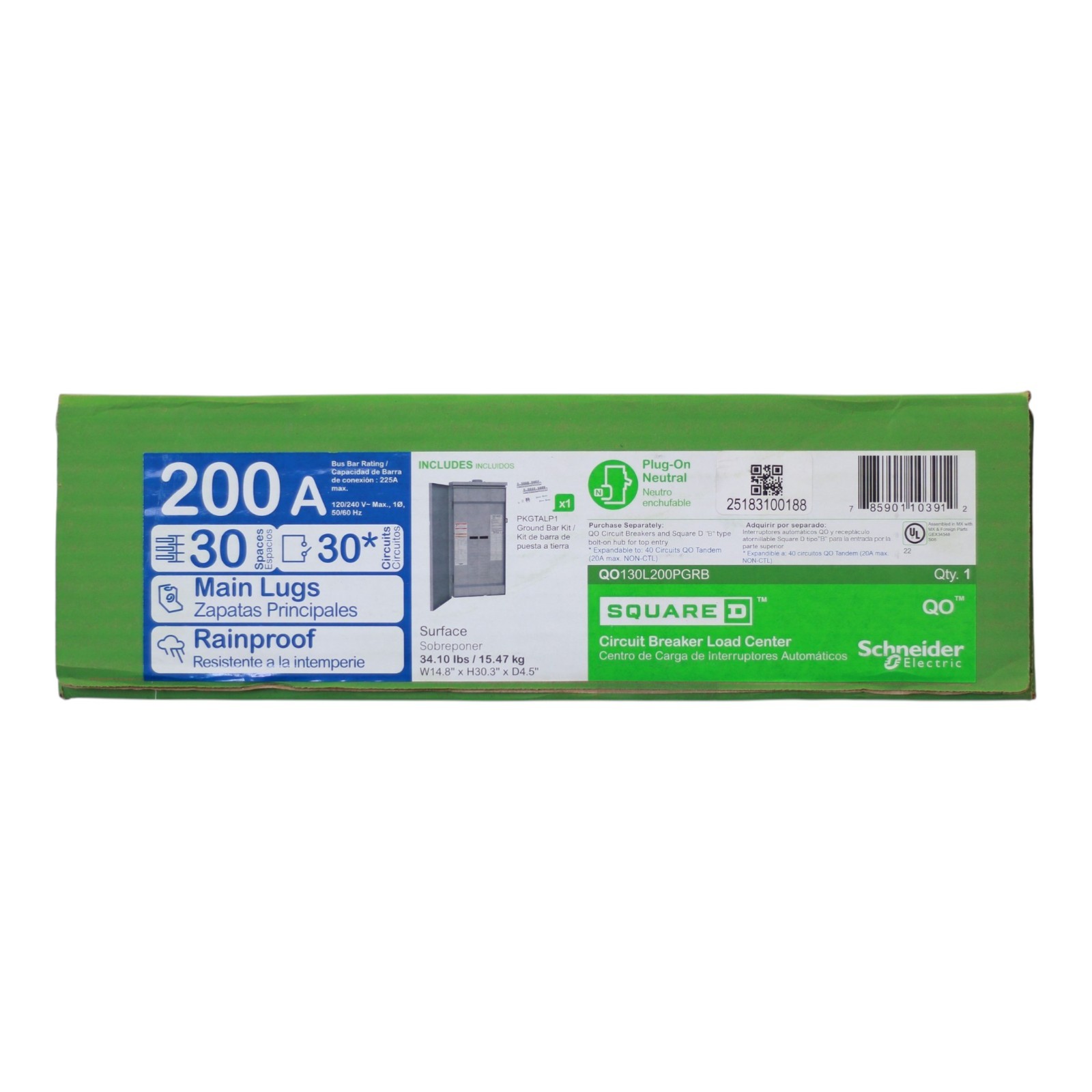 SQUARE D QO130L200PGRB QO 200A 120/240V 30-Space Outdoor Load Center