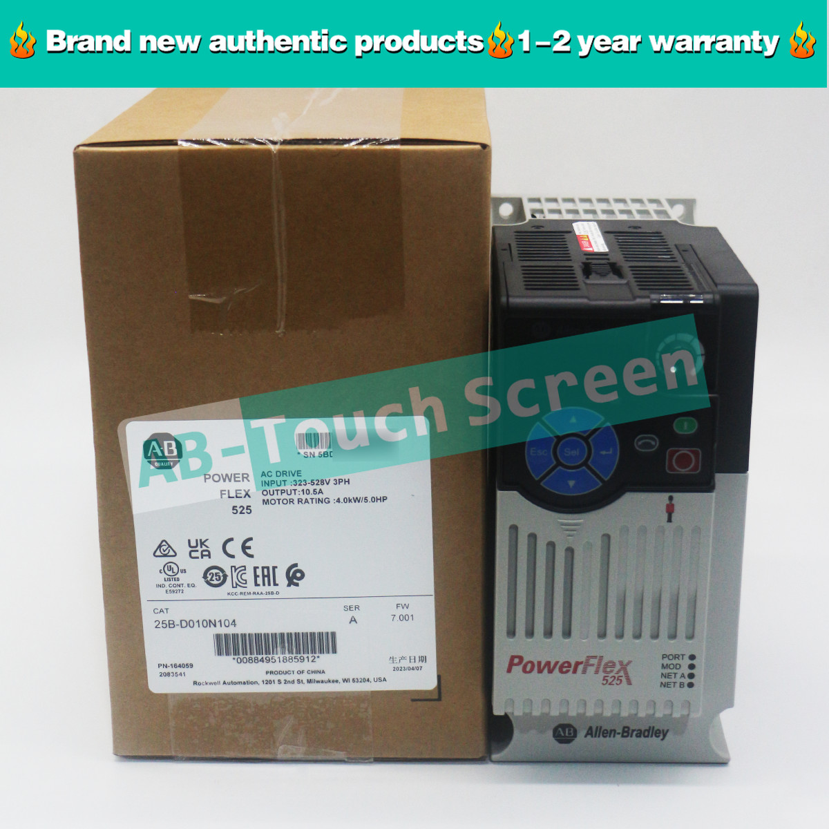 New Allen Bradley 25B-D010N104 PowerFlex 525 4kW 5Hp AC Drive Variable Frequency