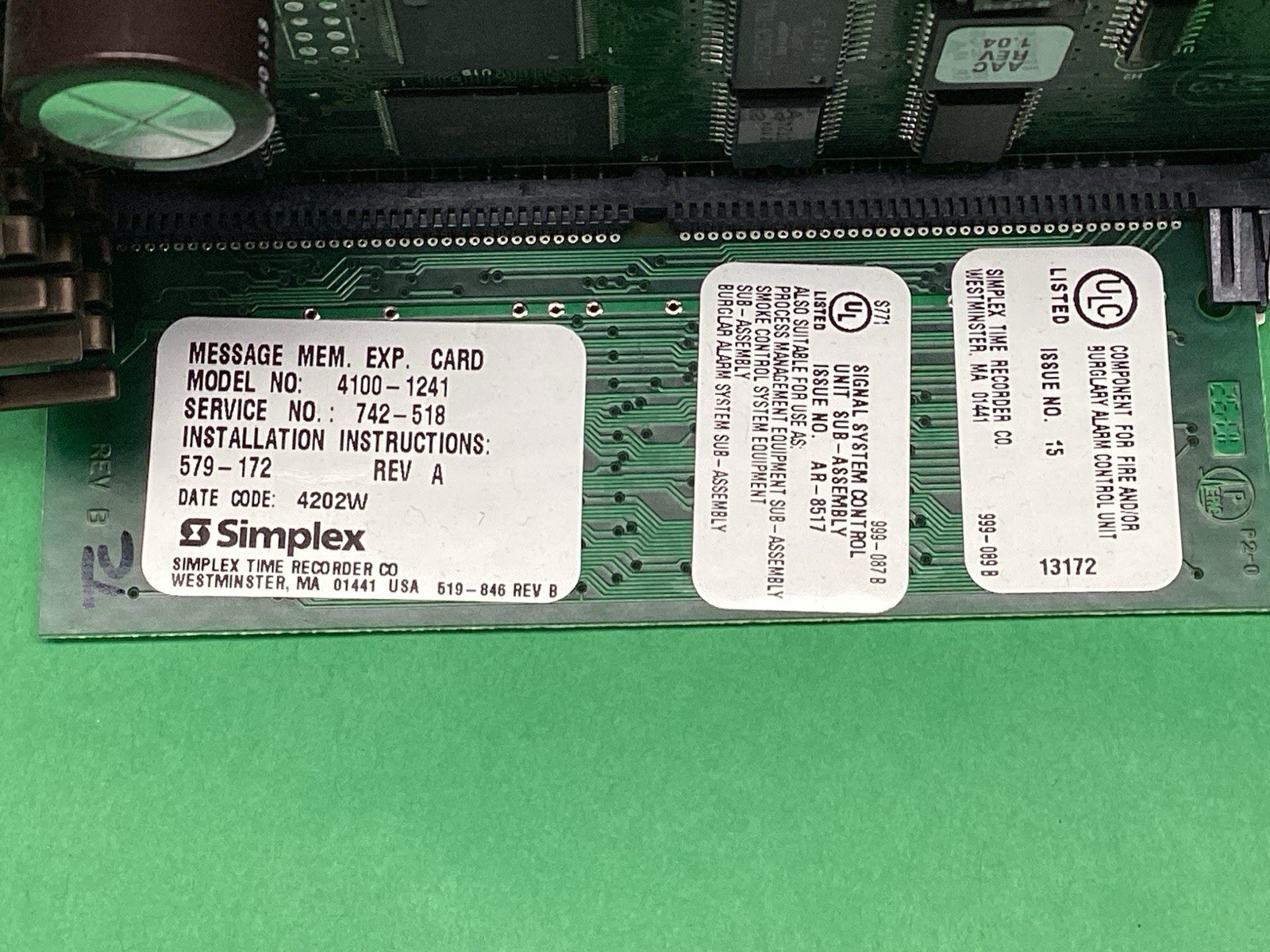 Simplex 4100-1210 Analog Audio Controller 566-218 + Memory Expansion 4100-1241