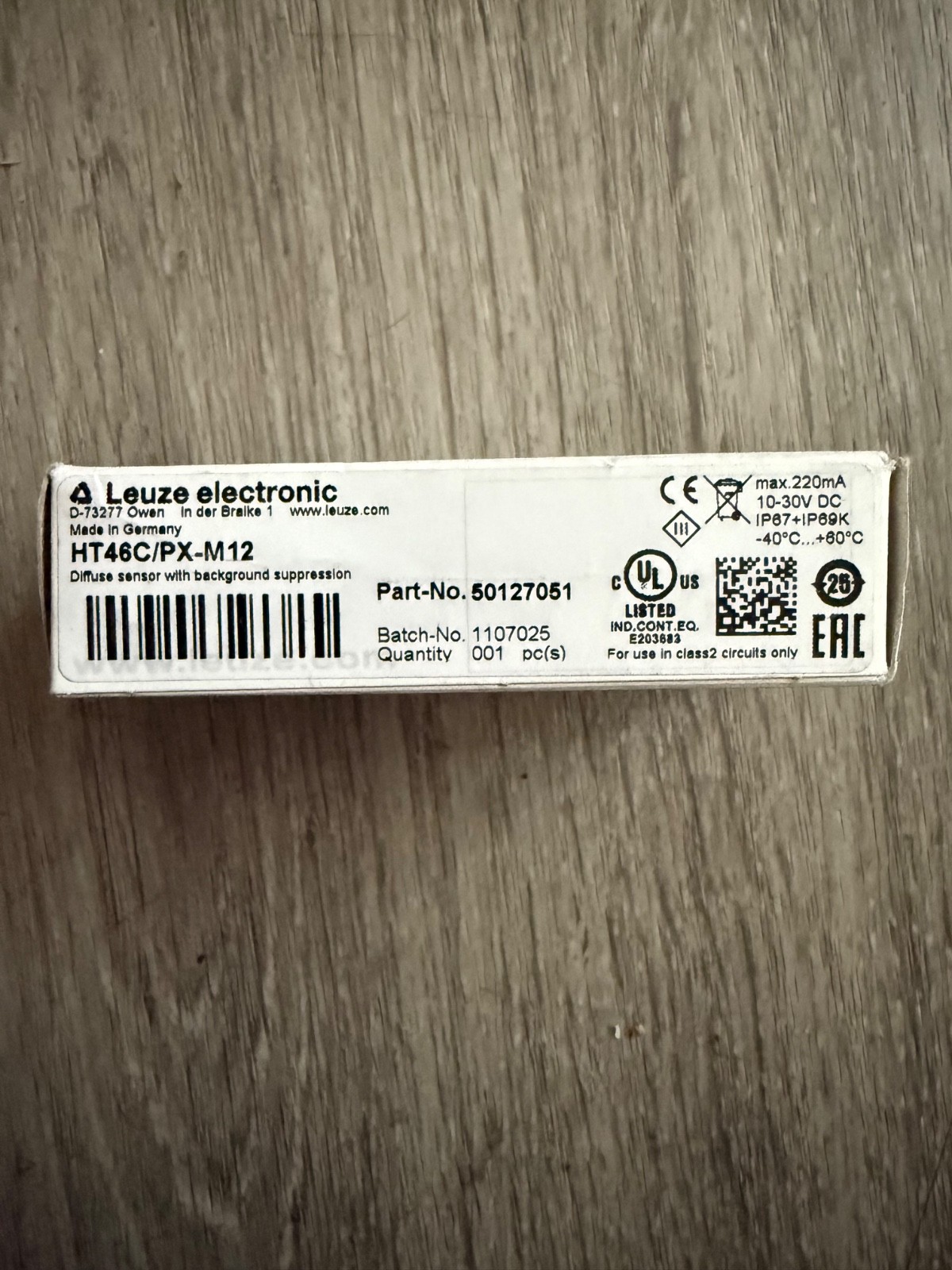 Leuze Electronic Diffuse Optical Sensor HT46C/PX-M12 50127051
