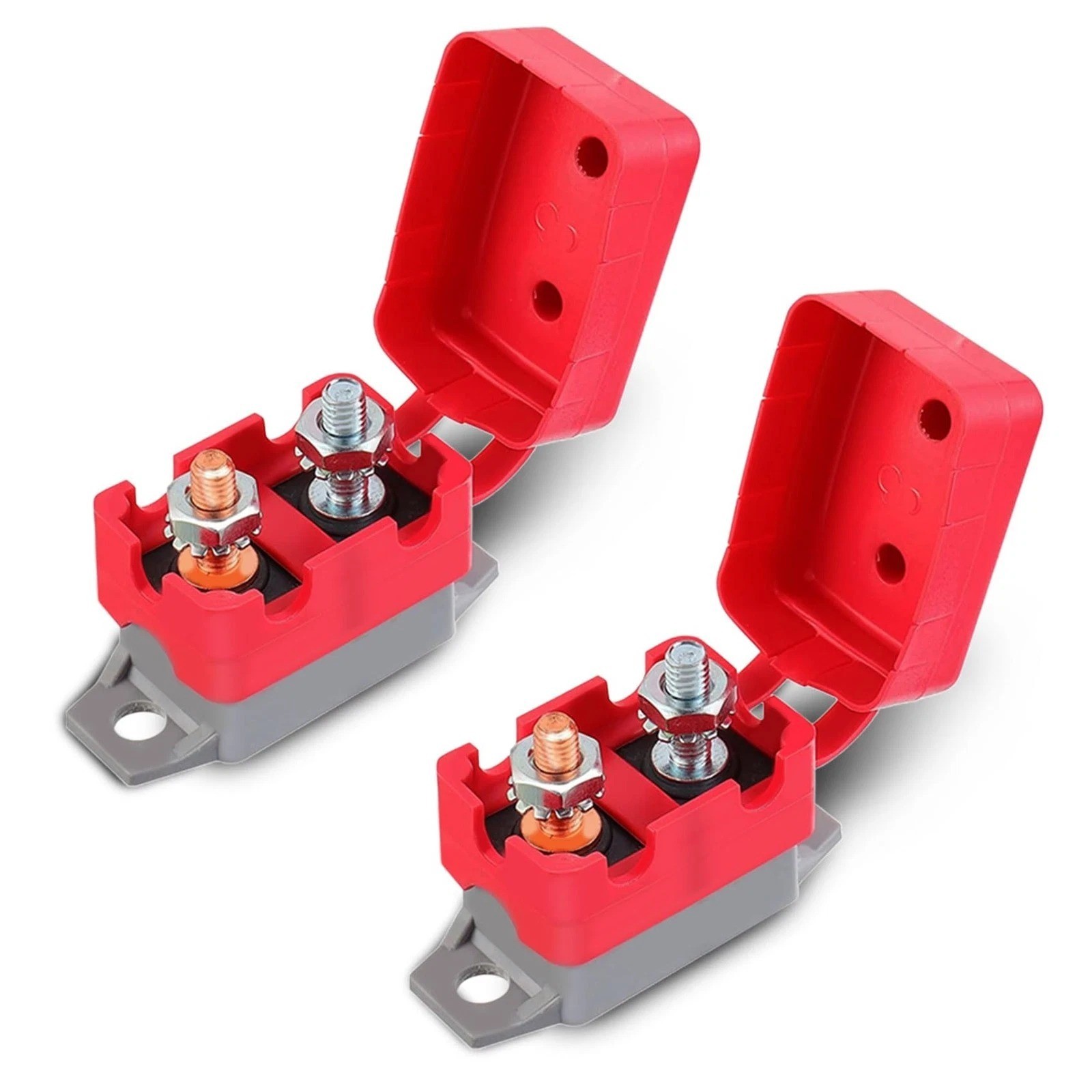 2PCS DC 12V-24V Automatic Reset Circuit Breaker with Cover Stud Bolt, 30A Car