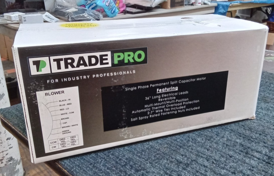 Trade Pro Universal Condenser Motor 1/3 HP 1075 RPM 208-230VAC 60 Hz 2.2A New