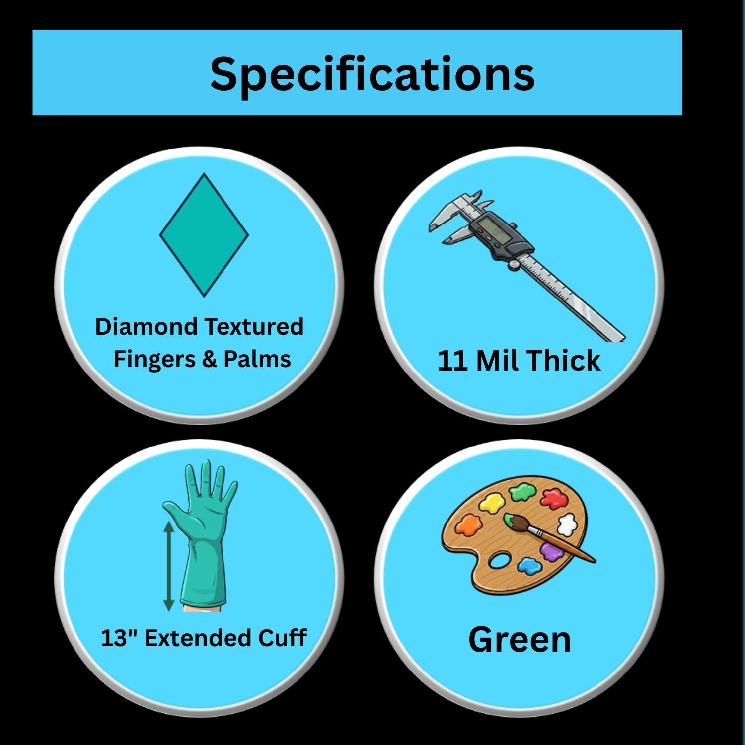 2 DZ HD Chemical Resistant Diamond Textured Green Nitrile Gloves Small 11 Mil