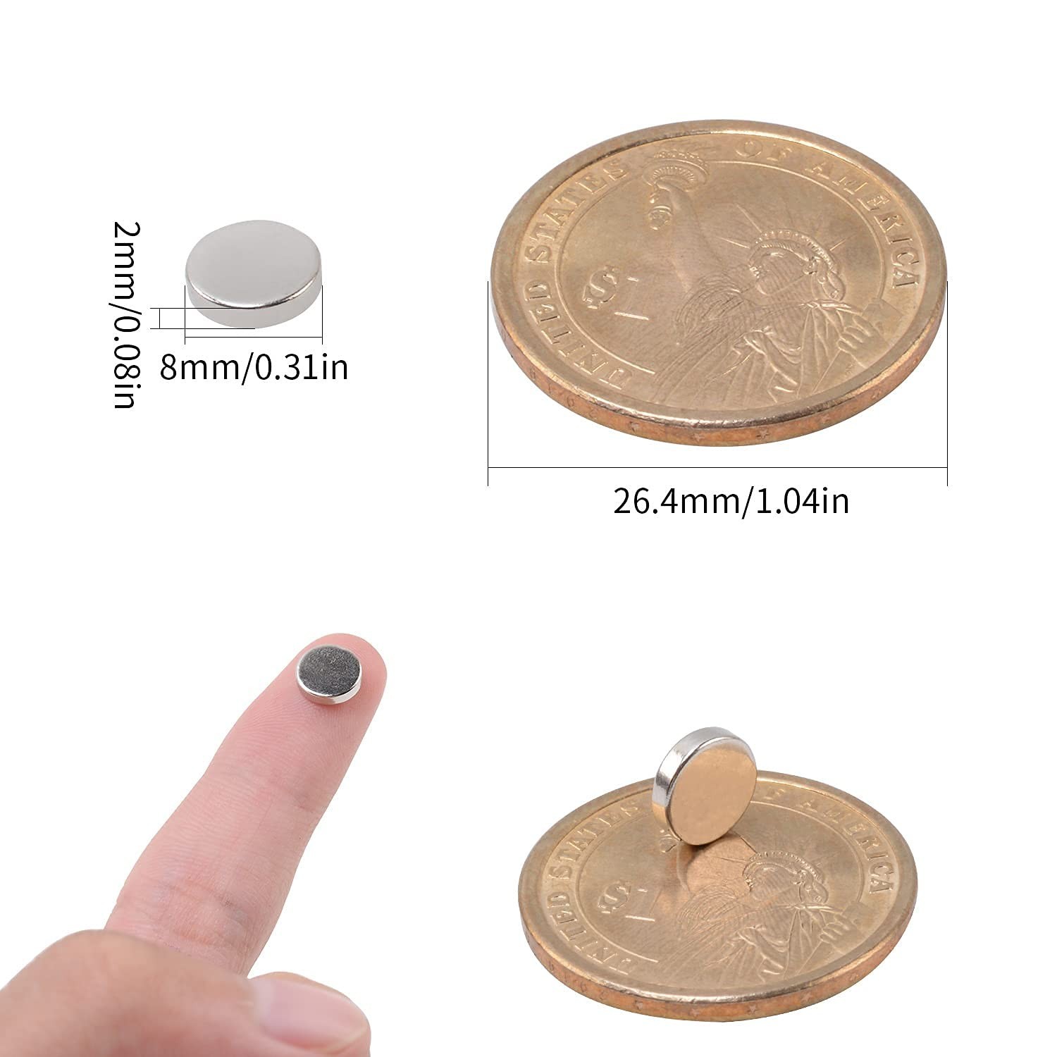 100 Magnetic Discs 8mm x 2mm – Strong Neodymium Magnets for Everyday Use