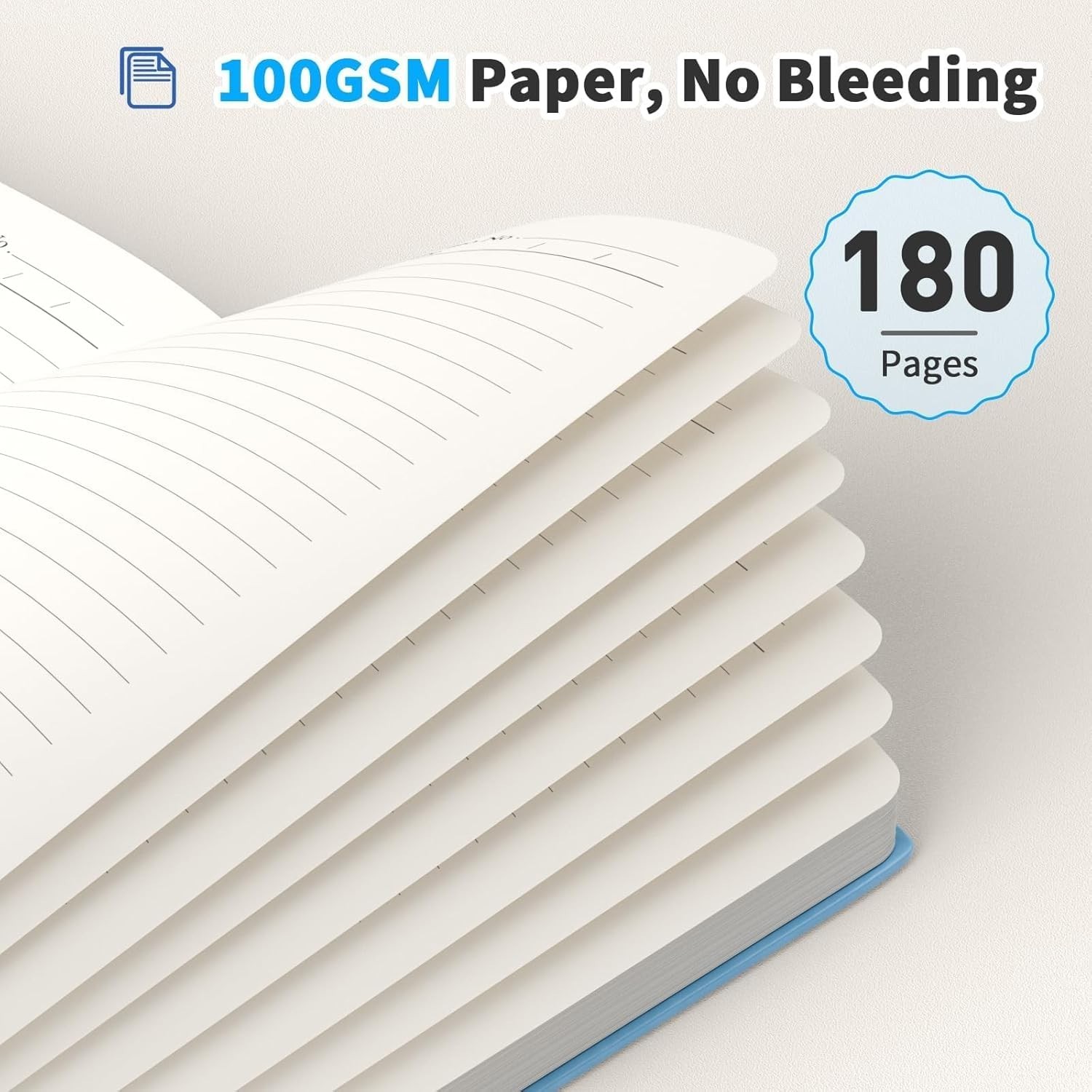 Lined Journal Notebook, 2 Pack, 180 Pages, A5 Journals for Writing, 100 GSM Thic