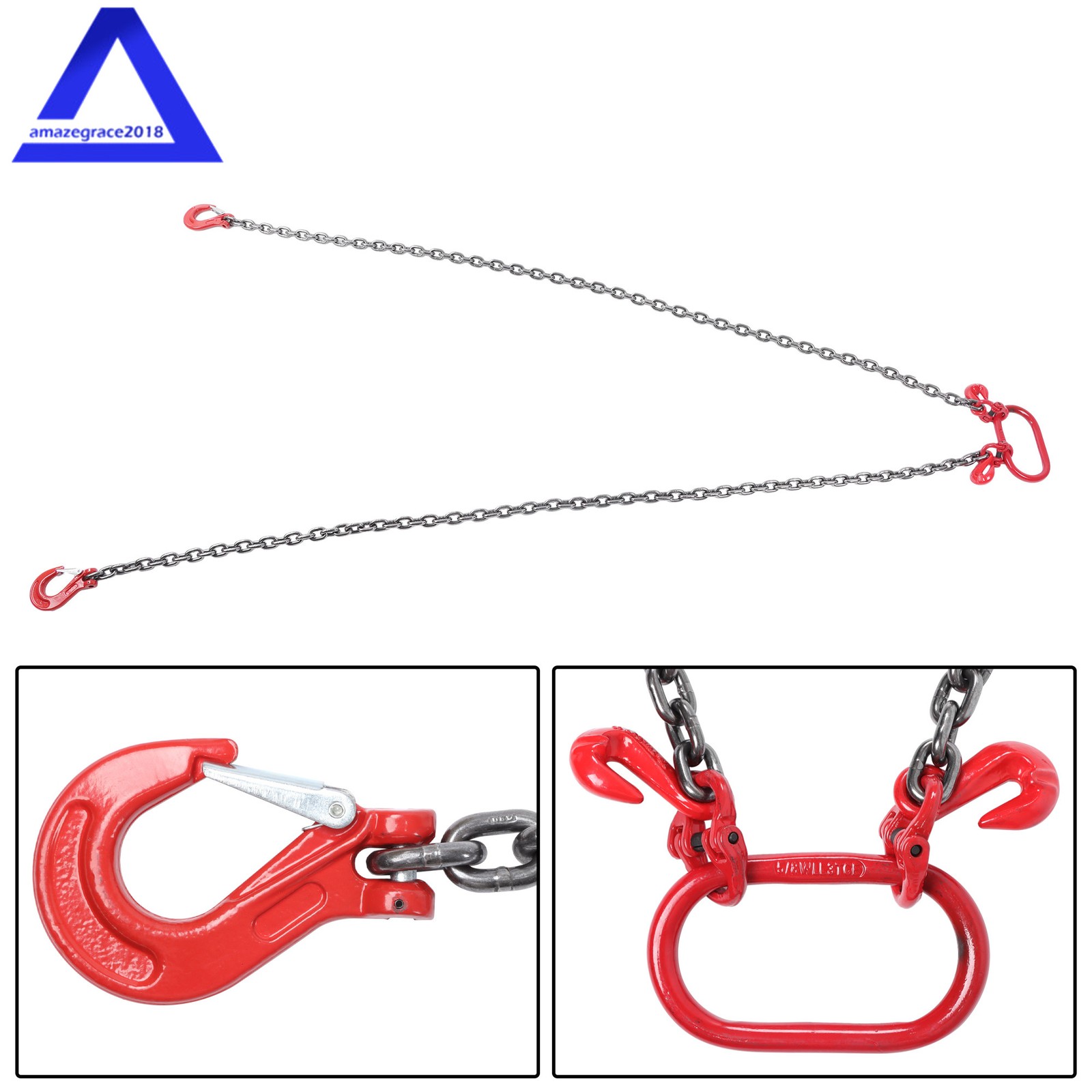 Lifting Chain Sling 5/16″ × 6′ Double Leg w/ Grab Hook 6600lbs Capacity G80