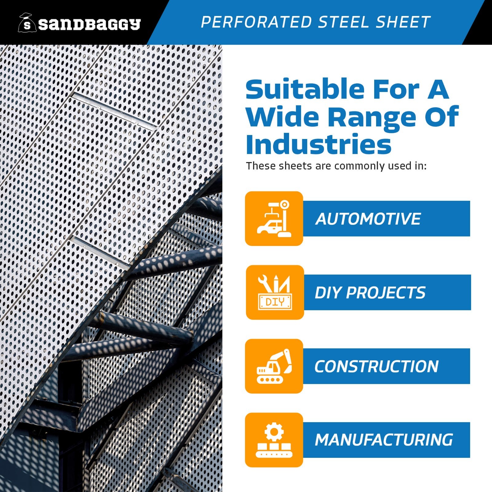Sandbaggy Perforated Steel Sheet 24″ x 48″ – Perforated Metal Sheet – 20 Gauge