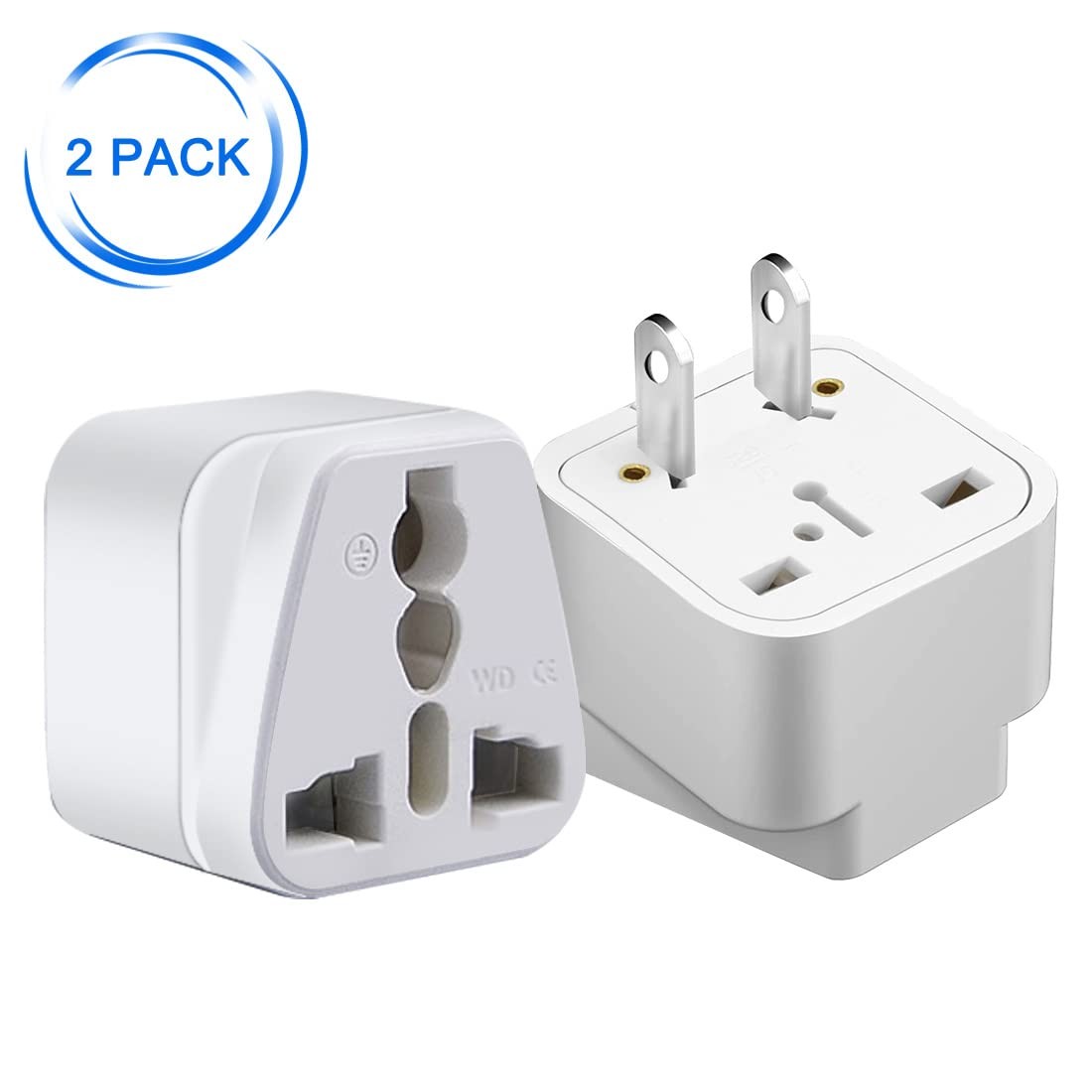 2 PIN USA NEMA 1-15P Plug to UK/US/EU/AUS Socket Travel Conversion Plugs,US