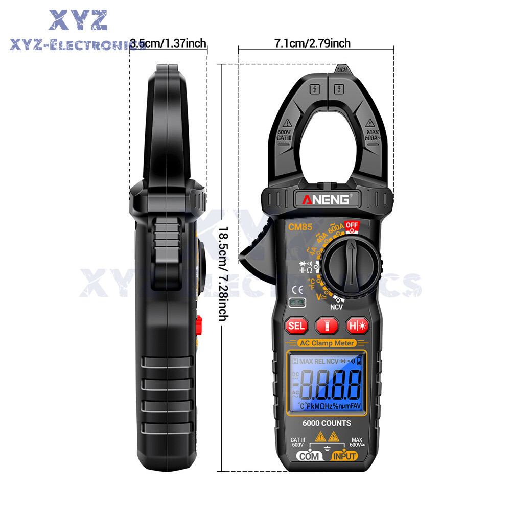 ANENG Digital Clamp Meter 6000 Count Multimeter NVC Amp AC DC Volt Current Test