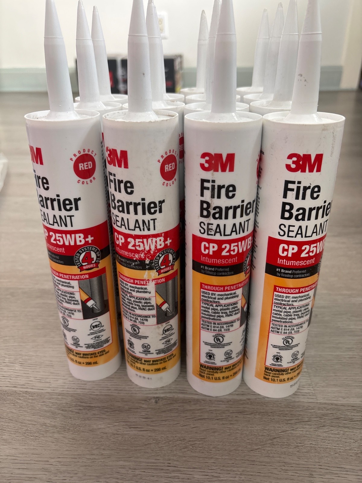 Lot of 15 – 3M Fire Barrier Sealant CP 25WB+ Red Intumescent 10.1 oz NEW