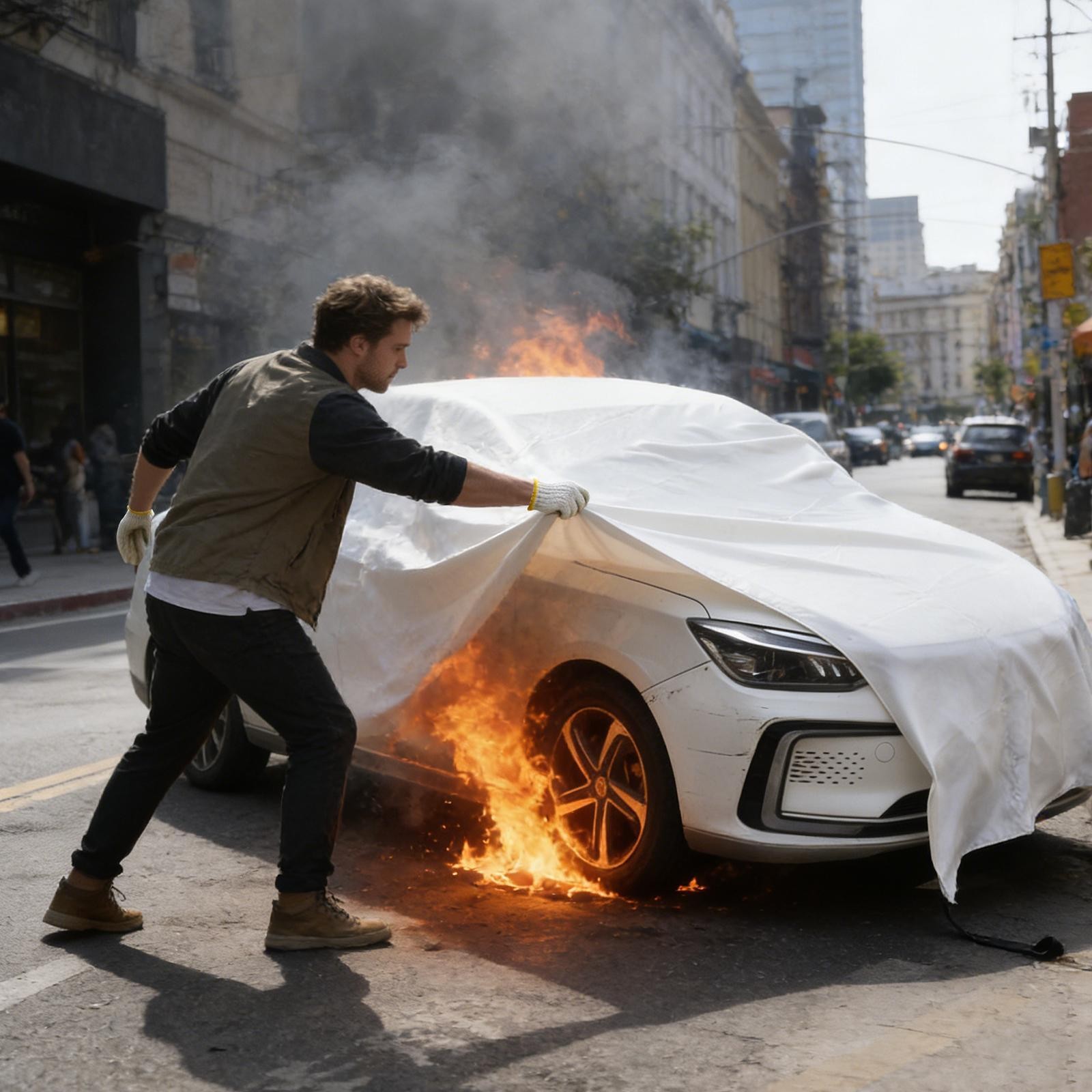 13x20FT Large Emergency Fire Blanket Fiberglass for Car EV Truck Vehicle White