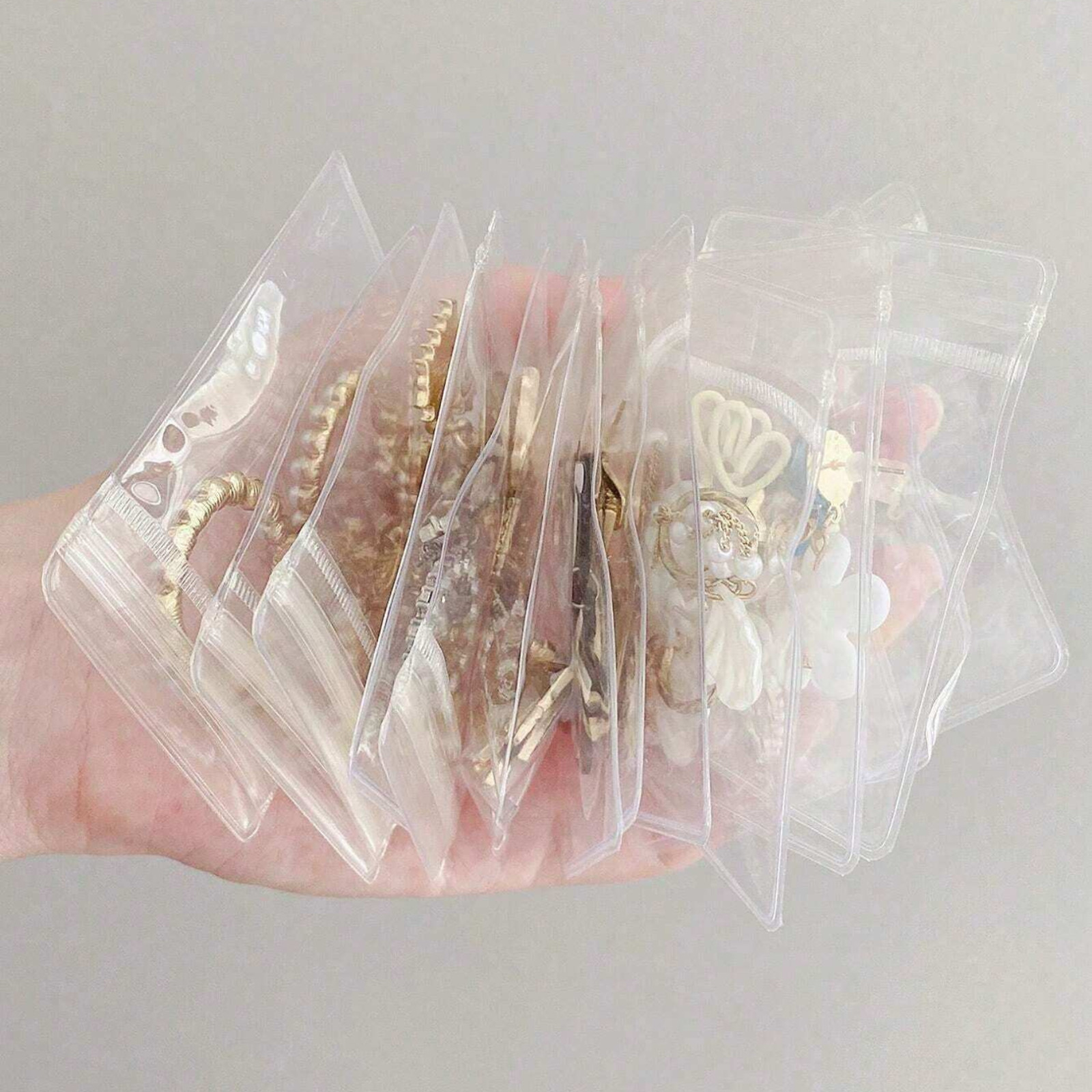 Anti Tarnish Jewelry Bags Clear PVC Ziplock Resealable Ring Earring 10-100Pcs