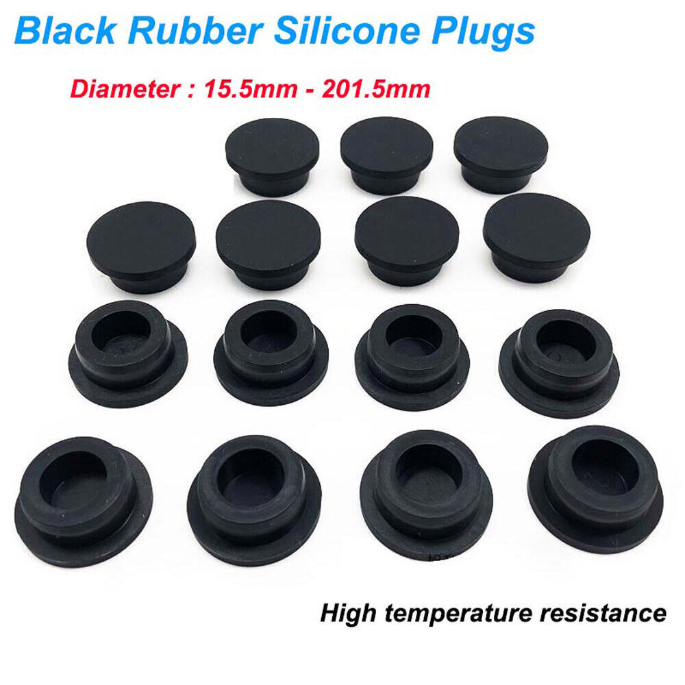Black Rubber Plugs Dia 15.5-201.5mm Silicone Soft Stopper Sealing Cap Dust-Proof